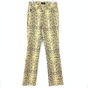 Vintage Guess Jeans Slim Bootcut Leg Womens Size 28 Snakeskin Print Tan Black